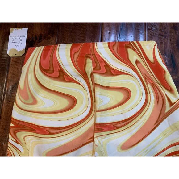 Hosbjerg Vilma Paloma Flare Orange & Yellow Marble Swirl Patterned Pants, Size M - Picture 6 of 7